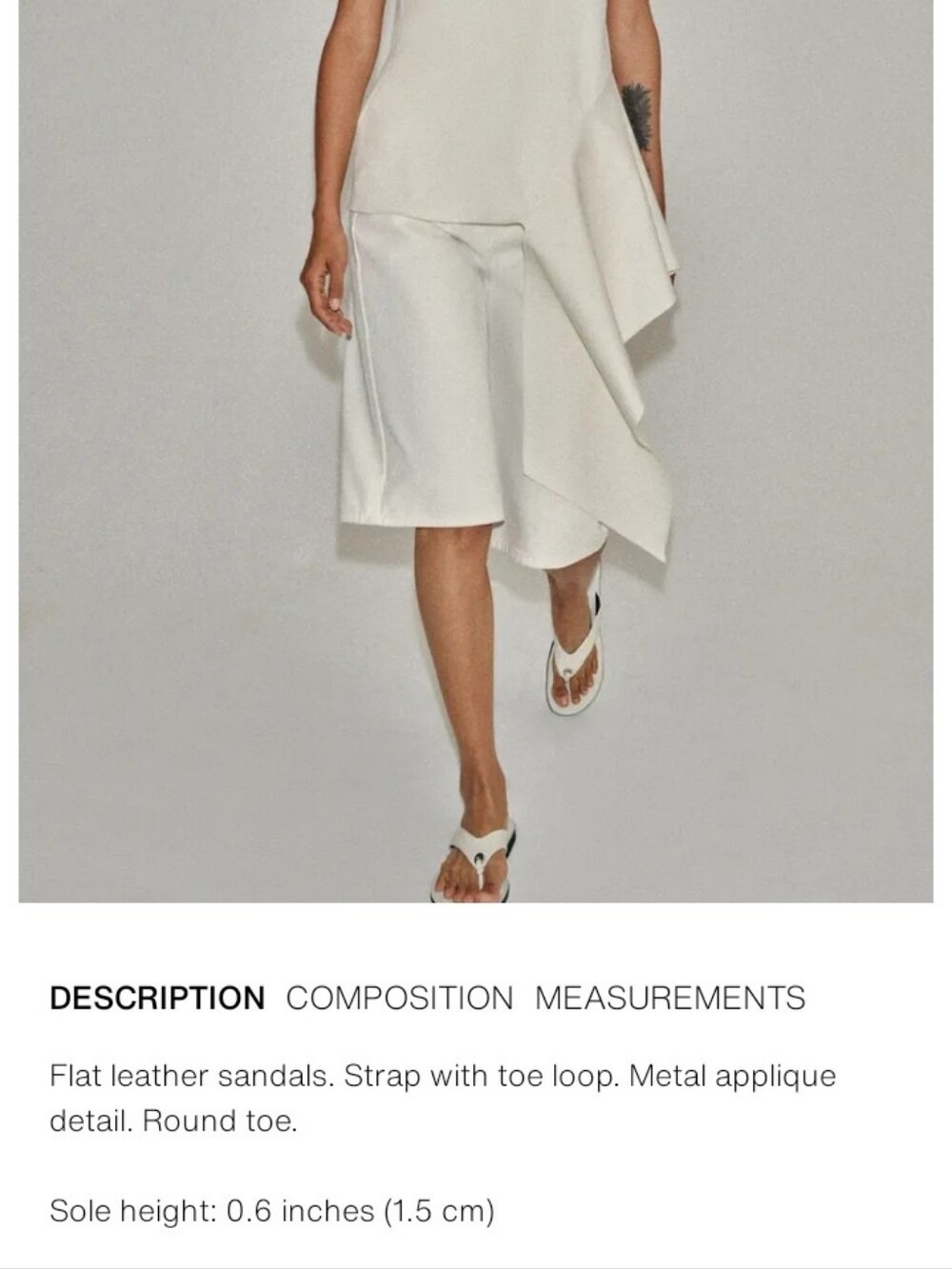 Zara Leather White Thong Sandals with Black Sole - Picture 5 of 12